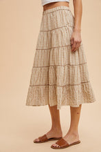 Brown Sugar Embroidered Tartan Elastic Midi Skirt