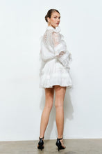 White Floral Lace Trim Tiered Mini Skirt