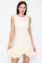 Champagne Flutter Ruffle Hemline Sleeveless Mini Dress