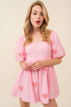 Pink Heart Patch Gauze Valentine Romper