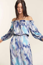 Blue Combo Offshoulder Tiedye Satin Jumpsuit