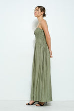 Sage Satin Ruched Detailing Sleeveless Maxi Dress