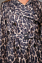 Leopard Belted Double Breasted Trench