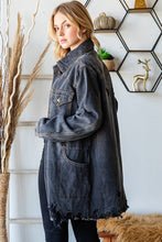 Black Wash istressed Denim Western Shirts Long Fit Jacket