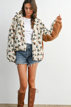 Cream/Khaki Bluebell Floral Sherpa Fleece Zip Jacket