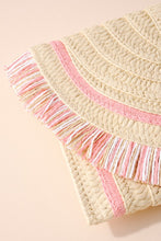 Pink Raffia Woven Fringe Clutch Bag