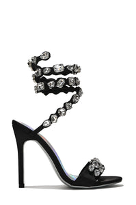 Black Gem Ankle Wrap Around Heels Heli