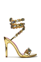 Gold Gem Ankle Wrap Around Heels Heli