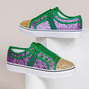 Purple Round Head Sequin Canvas Shoes