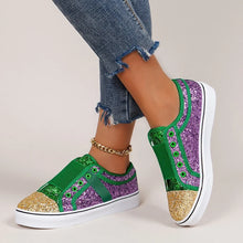 Purple Round Head Sequin Canvas Shoes