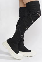 Black Fashion Long Denim Boots