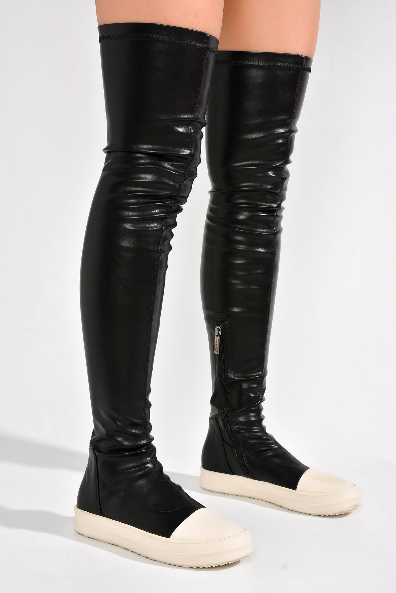 Black Womens Thigh High Over Knee Sneaker Boots Aquarius Brand