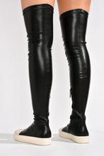 Black Womens Thigh High Over Knee Sneaker Boots