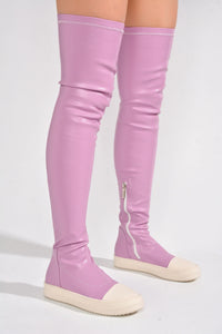 Pink Womens Thigh High Over Knee Sneaker Boots