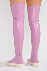 Pink Womens Thigh High Over Knee Sneaker Boots