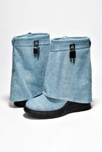 Denim Womens Fold Down Wedge Heel Ankle Booties