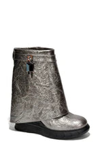 Silver Womens Fold Down Wedge Heel Ankle Booties