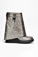 Silver Womens Fold Down Wedge Heel Ankle Booties