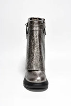 Silver Womens Fold Down Wedge Heel Ankle Booties