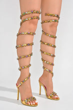 Gold Rhinestones Wrap Around Ankle To Calf