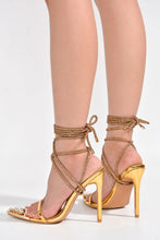 Gold Lace-Up Fashion Party High Heels