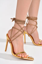 Gold Lace-Up Fashion Party High Heels