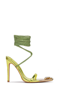 Lime Lace-Up Fashion Party High Heels