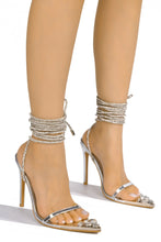 Silver Lace-Up Fashion Party High Heels