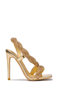 Gold Womens Rhinestone Stiletto Heel Dress Shoes Tuwe