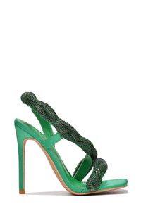 Green Womens Rhinestone Stiletto Heel Dress Shoes Tuwe