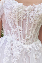Off White One-Shoulder Lace Embroidered Wedding Dress