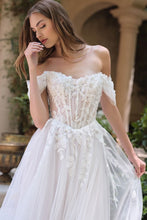 Off White One-Shoulder Lace Embroidered Wedding Dress