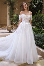 Off White One-Shoulder Lace Embroidered Wedding Dress