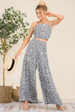 Grey Tie Back Crop Top & Side Pocket Wide Leg Pants Set