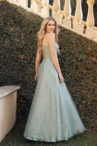 Sage Green Leaf Lace Gown With Corset Bodice Prom Gown