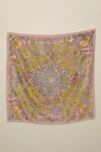 Indi Pink Floral Printed Silky Twill Scarf