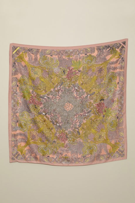 Indi Pink Floral Printed Silky Twill Scarf