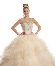 Champagne Sweetheart High Neckline And A Ruffled Tulle Ball