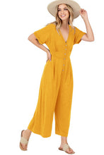 Yellow Short Sleeve Button Up Jumper In Rayon Span