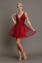 Red Wine Shimmery Beaded Mini Flare Dress