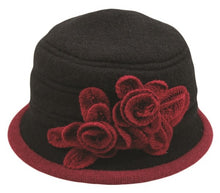 Black Wool Head Flower Two-tone Hat