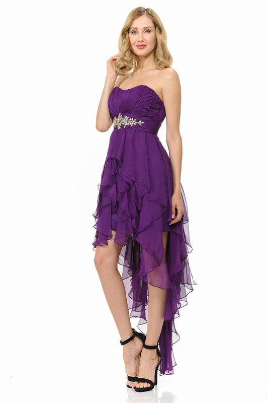 dark purple high low prom dress V Neck Purple High Low Prom Dresses, Purple High Low Formal Homecoming jbydress