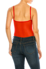 Tomato Red Mesh Floral Lace Double Chest Strap Bodysuit