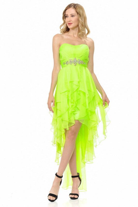 Neon Green High Low Prom Dress