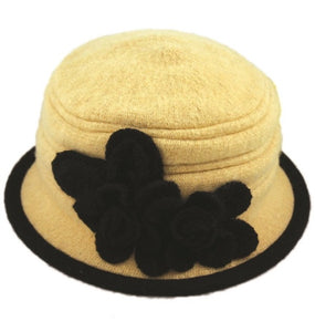 Yellow Wool Head Flower Two-tone Hat