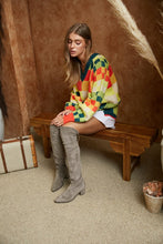 Orange/Neon V Neck Plaid Cropped Sweater