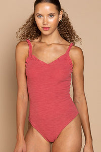Raspberry Rose Designed In V-neck Bodysuit