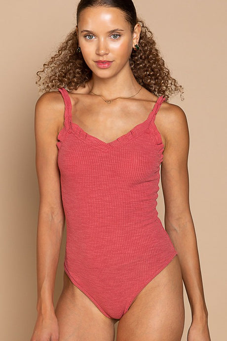Raspberry Rose Designed In V-neck Bodysuit