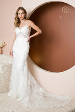 White Long Lace and Tulle Wedding Dress with Open Back