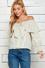 Ivory Floral Print Tie Detailed Off Shoulder Top